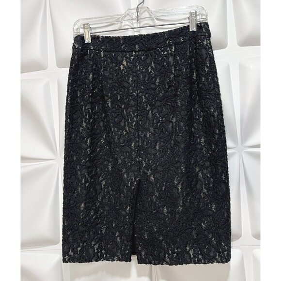 Moschino Sz 6 Black Sheer Textured Stretch Lace Pencil Skirt Made in ITALY - Picture 2 of 8